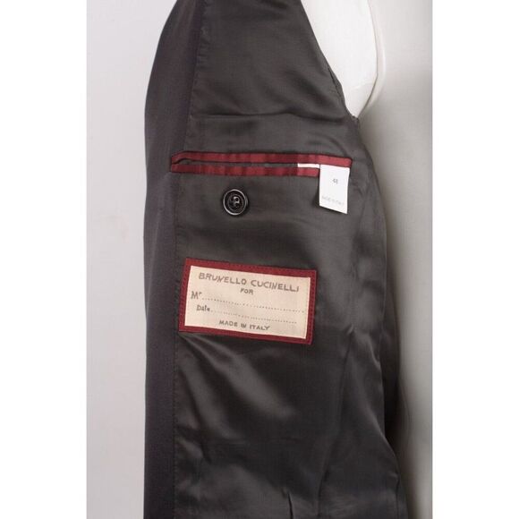 Brunello Cucinelli Tuxedo Jacket Blazer Satin Trim IT 48 US 36 Gray Black NWT - Picture 6 of 6